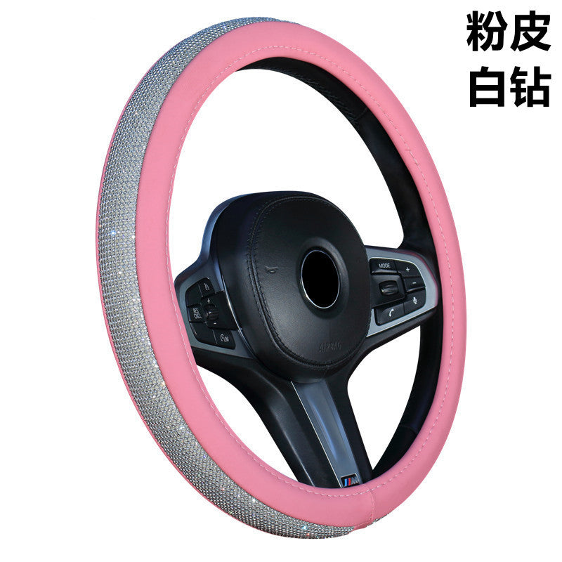 Wholesale Faux Leather Diamond Car Steering Wheel Cover